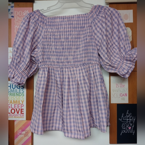 NWT Davi & Dani size small checkered smock top - Picture 4 of 5